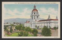 Postcard of Public Library in Pasadena, California, United States of America, KOOPM 10685